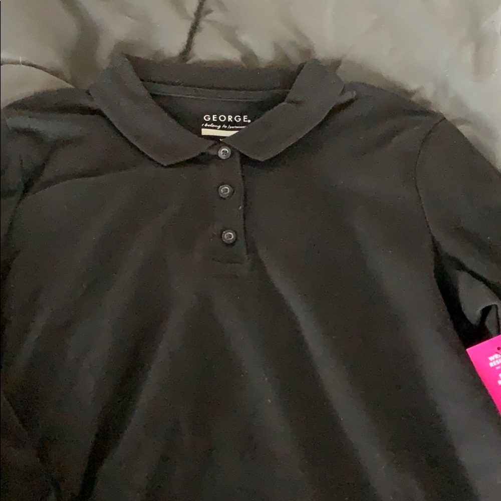 Girls black long sleeve uniform collared shirt